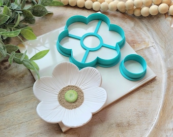 Flower Trinket Dish Polymer Clay Cutter Set: Floral Jewelry Dish Mold clay bowl jewelry storage