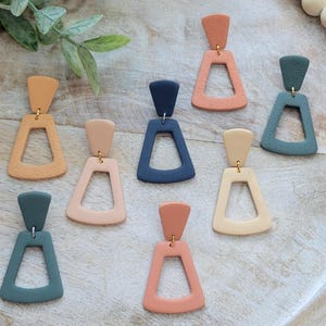 Geometric Polymer Clay Earrings: Hypoallergenic Rustic Boho Jewelry