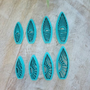 Surfboards Polymer Clay Cutters Embossed, beach cutter, ocean cutter, summer cutter, surfboard cutter, surfboard earrings, summer earrings