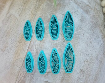 Surfboard Polymer Clay Cutters Embossed Cutters: Beach & Summer Earrings