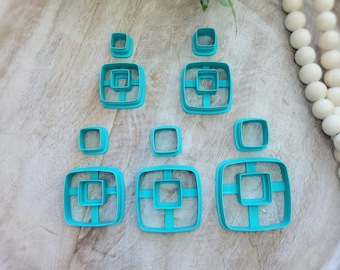Square Donut Polymer Clay Cutter, square cutter, donut cutter, square earrings, donut earrings