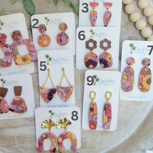 Handmade Floral Polymer Clay Earrings: Hypoallergenic Purple Pink Jewelry