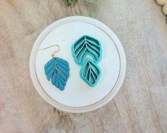 Leaf Drop Polymer Clay Cutter Set Embossed Cutter: Dangle Earring Design, 2 piece leaf earrings