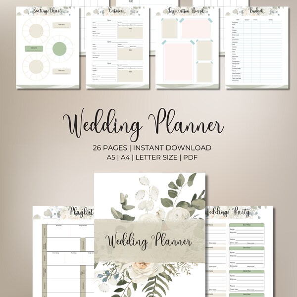 Printable Wedding Planner | Wedding planner | Wedding | wedding planner printable | wedding planner pdf | wedding planner template