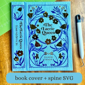 Buchcover und Rücken SVG - Floraler Kreis - Cricut HTV Datei zum Buchbinden, Goldfolien-Vinyl-Dekoration, Standard-Handelsbuchgröße