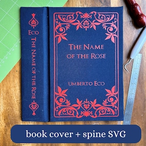 Couverture de livre SVG et décoration du dos - Fichier Cricut HTV pour la reliure, décoration vinyle feuille d'or, dimension standard d'un livre