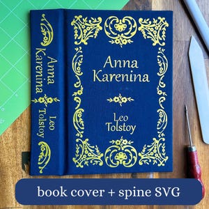 Couverture de livre SVG et décoration du dos - Floral, tourbillonnant, royal - Fichier HTV Cricut pour la reliure, vinyle feuille d'or, taille de livre standard