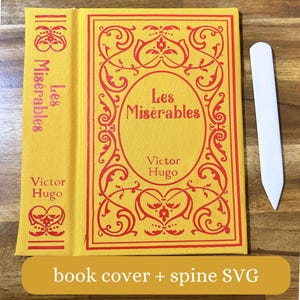 Couverture du livre et dos SVG - volutes élégantes victoriennes - fichier HTV Cricut pour la reliure, vinyle feuille d'or, dimension standard du livre