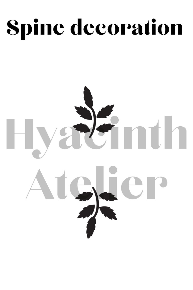 May include: Hyacinth Atelier text in gray with a black floral design above and below the text. The text is centered on a white background.