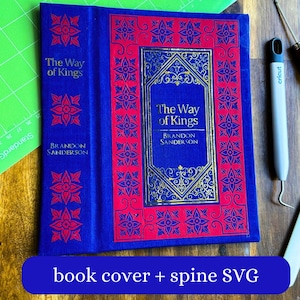 Couverture du livre et dos SVG - fleurs à double bordure - fichier HTV Cricut pour la reliure, vinyle feuille d'or, dimension standard du livre