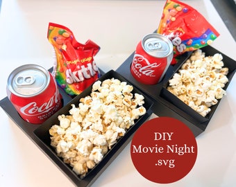 Movie Night Popcorn Snack Tray - SVG cut files for Cricut