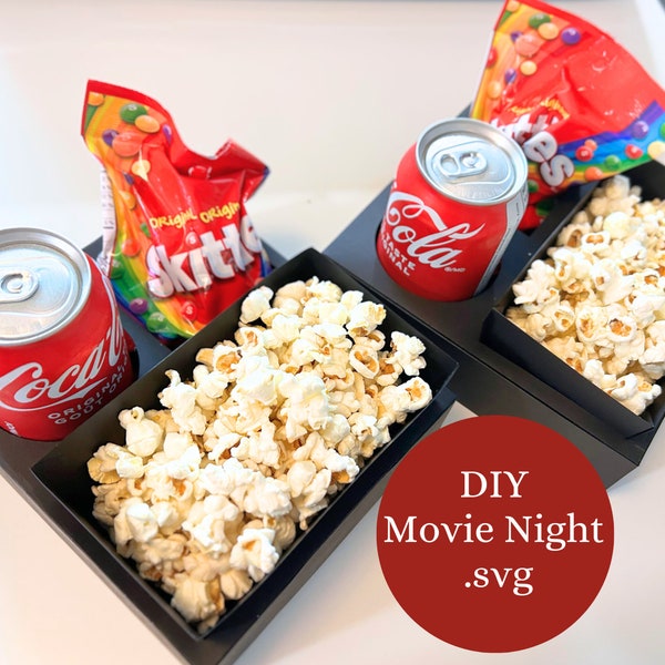 Movie Night Popcorn Snack Tray - SVG cut files for Cricut