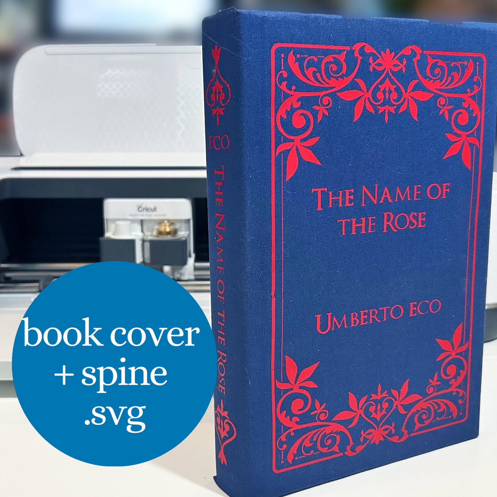 Book Cover SVG and Spine Decoration Cricut HTV File for Bookbinding, Gold Foil Vinyl Decoration