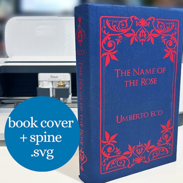 Book Cover SVG and spine decoration - Cricut HTV file for bookbinding, gold foil vinyl decoration, standard trade book size