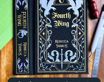 Fantasy Dragons Book Cover and Spine SVG - Cricut HTV file for bookbinding, gold foil vinyl, standard book size
