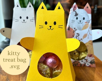 Cute Cat Treat Bag -- Cricut SVG -- for parties, treats, favours, and fun!