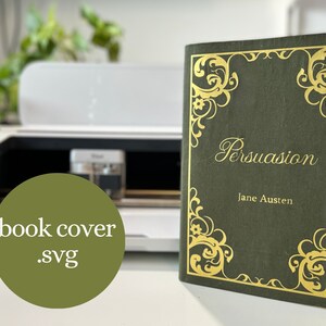 Book Cover SVG Cricut HTV file for bookbinding, gold foil vinyl decoration, standard trade book size Romantic image 2