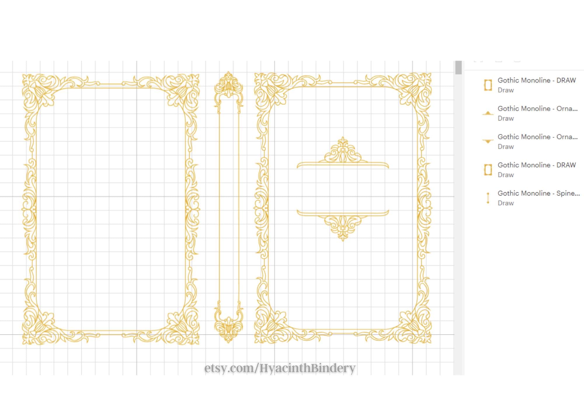Hot Foil Book Cover SVG, Gothic Monoline Wireframe (digital Download ...