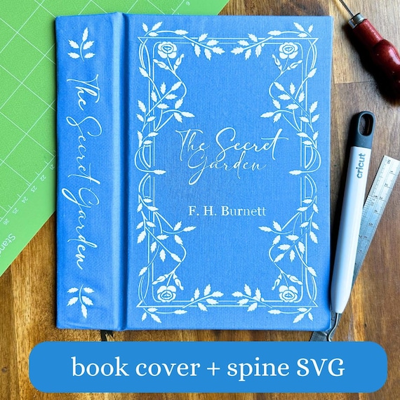 Book Cover SVG/PNG and spine decoration - Floral - Cricut HTV file for bookbinding, gold foil vinyl decoration, standard trade book size