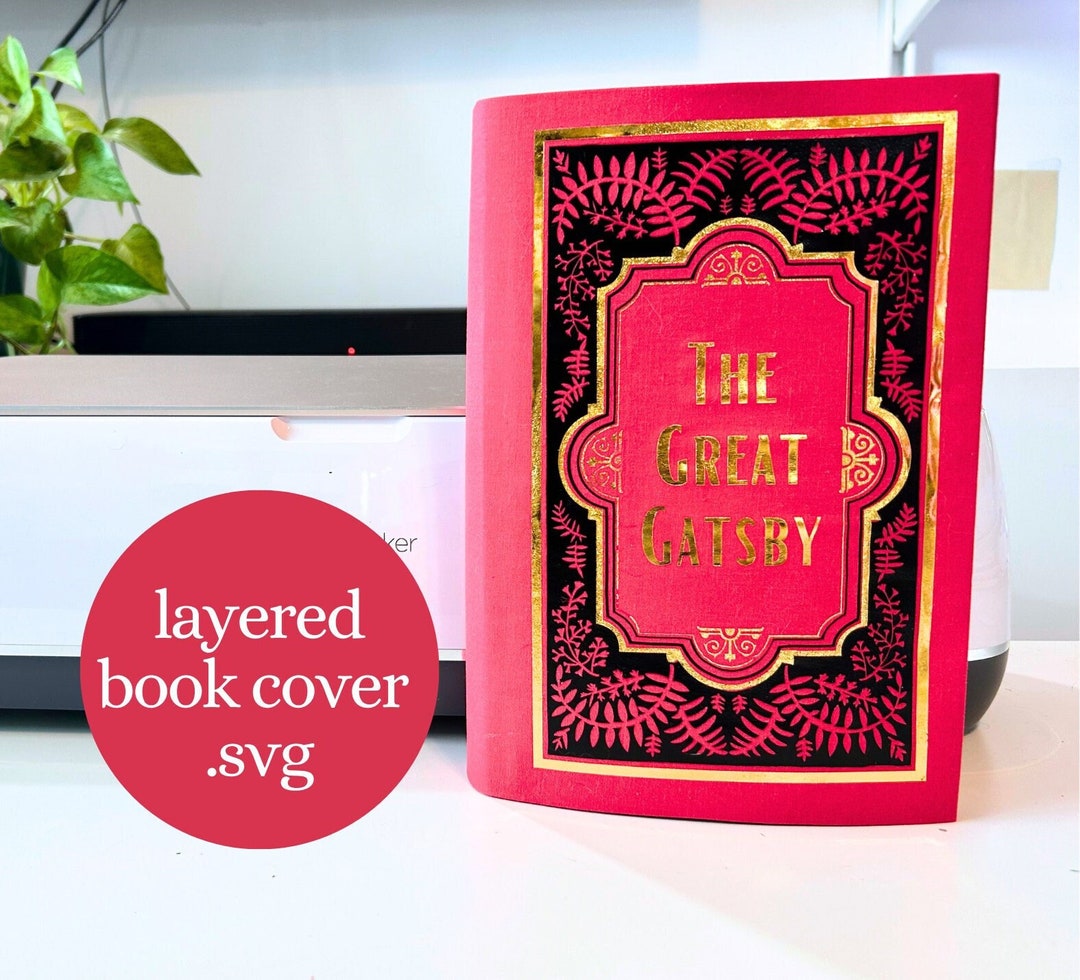 Layered Book Cover SVG Cricut HTV File for Bookbinding, Gold Foil Vinyl Decoration, Standard