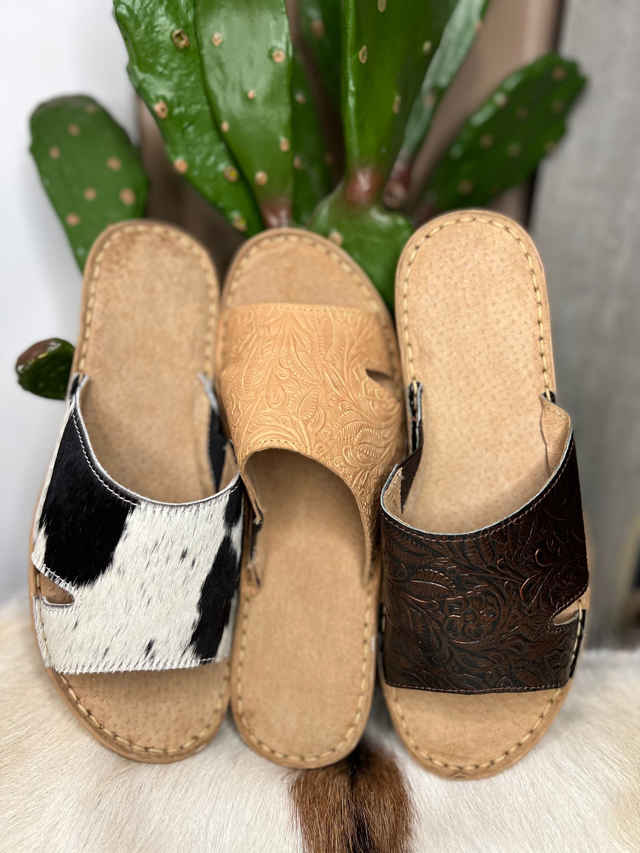cowhide platform sandals
