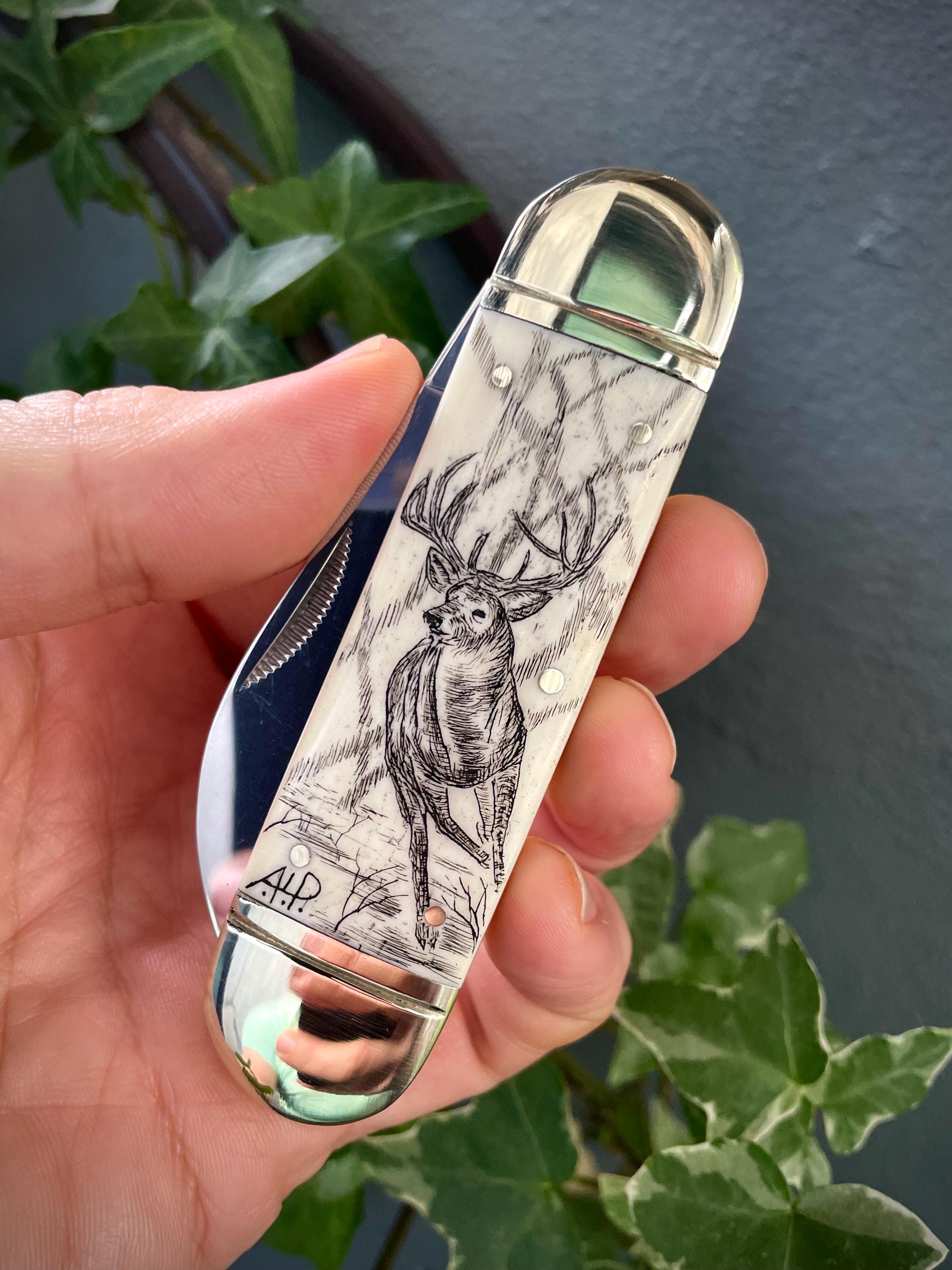 Hand Engraved Scrimshaw 'large Sunfish' Knife, Traditional