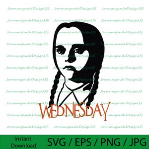 Wednesday Addams SVG PNG PDF Jpg - Wednesday Svg, Wednesday Png, Addams Family Svg, Addams Family Png, Svg files, cricut | Transparent/White