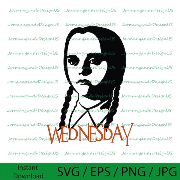 Wednesday Addams SVG PNG PDF Jpg - Wednesday Svg, Wednesday Png, Addams Family Svg, Addams Family Png, Svg files, cricut | Transparent/White
