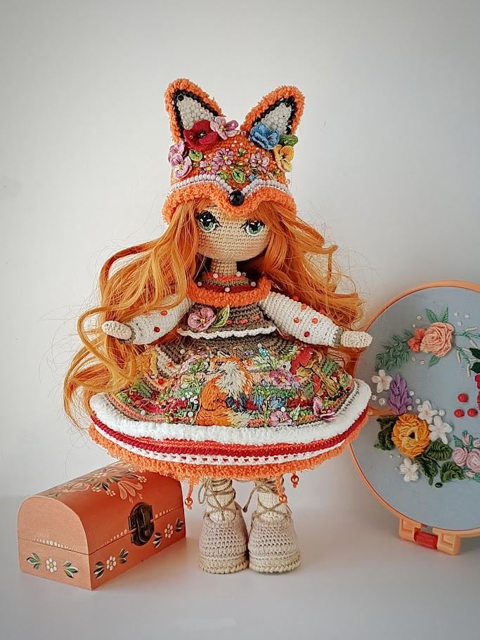 Fairytaile Fox doll - Crochet Doll - Handmade Whimsical Decor or Gift, finished amigurumi dolls
