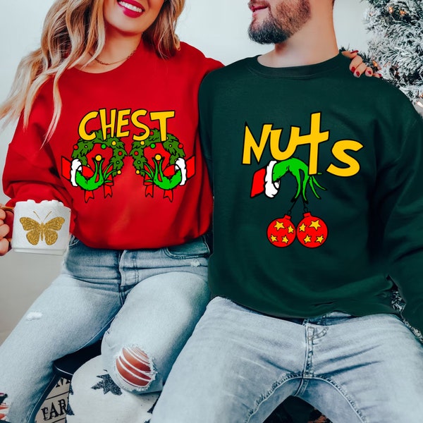 Chest Nuts Png, Christmas Chest Nuts Png, Christmas Couple Png, funny Christmas Png, Adult Christmas Png, Chest Nuts Couple Png, Married Png