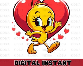 Duck Bird Png, Duck Cartoon Clipart, Sublimation Design, Cartoon Png, Digital Download, Instant Download, Trendy Png, Popular Png, Heart Png