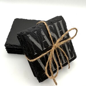 Nashville Tennessee Coasters | Coaster Set | Housewarming Gift | Wedding Gift | Engraved Coasters | Slate Coasters | Tennessee Coasters
