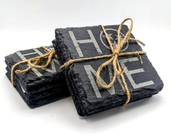 Tennessee Home Slate Coasters | Coaster Set | Housewarming Gift | Wedding Gift | Engraved Coasters | Slate Coasters | Star Coasters