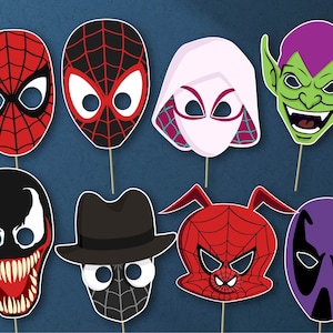 Accessoires de photobooth fête Spiderman, téléchargement numérique, décoration d&#39;anniversaire
