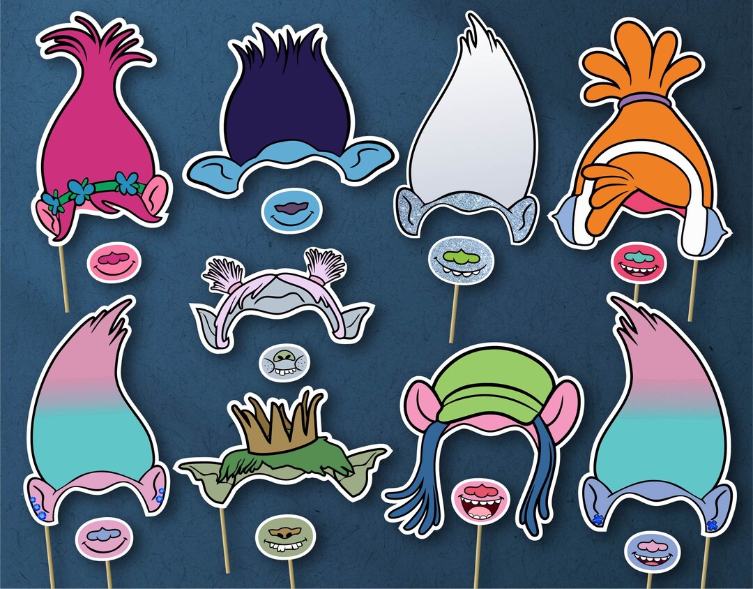 Trolls Party Photobooth Props, DIGITAL DOWNLOAD, Birthday Decoration - Etsy