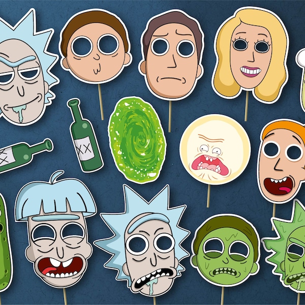 Rick and Morty Party Photobooth Props, DIGITAL DOWNLOAD, Birthday Decoration