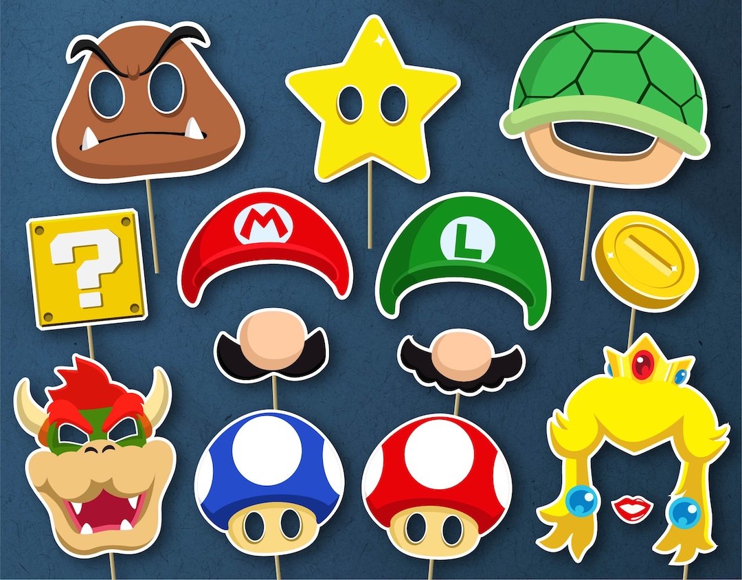 Super Mario Party Photobooth Props, DIGITAL DOWNLOAD, Birthday Decoration - Etsy UK