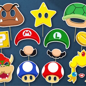 Super Mario Party Photobooth Props, DIGITAL DOWNLOAD, Birthday Decoration