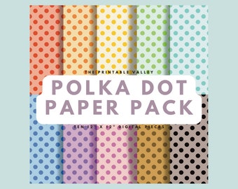 Polka Dot Paper Pack - 10 Digital Files - 12" x 12" Seamless surface patterns - COMMERCIAL LICENSE