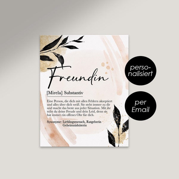 per Email, zuhause ausdrucken, geschenk Freundin, geschenk beste Freundin, Lieblingsmensch, poster Freundin, Freundin Definition, digital