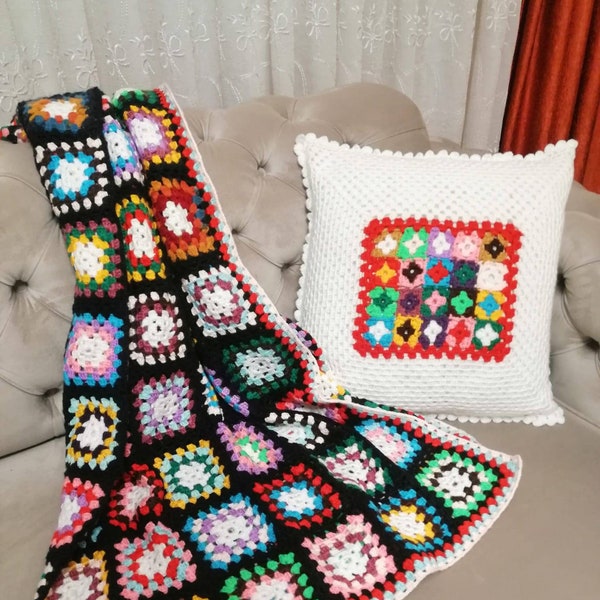 Patchwork Corner Pillow, 17.5'' x 17.5'' Handmade Corner Pillow, Anatolian Motive Pillow, Colourfully Pillow, Home Design, Home Decoration