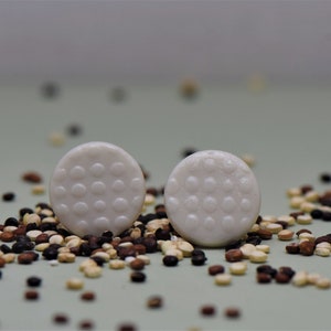 Porcelain stud earrings | 925 sterling silver | Pattern | Structure | Points | round | (013 OS)