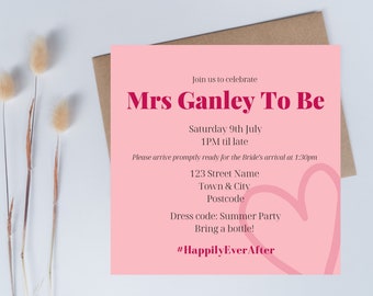 Hen Party Invitation Template: Editable Bachelorette Invite (Digital)