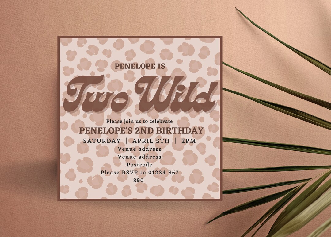 TWO WILD Birthday Invite, Wild Birthday Invite, 2nd Birthday, 2nd
