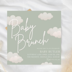 Neutrale Wolke Babypartyeinladung: Bearbeitbare Vorlage (Digitaler Download)
