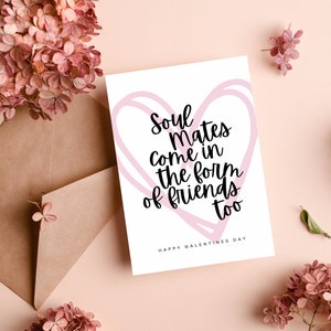 Soulmates, beste vriend kaart, Galentines Day card, Bestie wenskaart, afdrukbare kaart, bewerkbare sjabloon, digitaal, beste vriend verjaardag