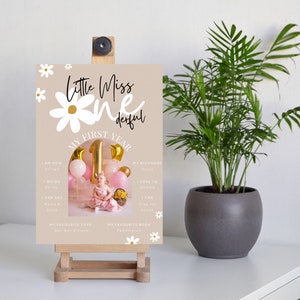 Daisy 1st Birthday Milestone Poster: Neutral Girl ONEderful (Digital Template)