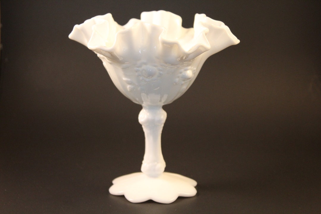 Vintage Fenton Milk Glass Pedestal Compote/candy Dish Etsy