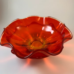 Vintage Viking Double-Ruffle Glass Bowl