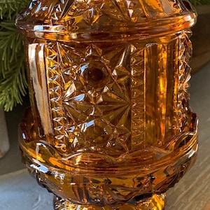 Amber Indiana Glass Fairy Lamp